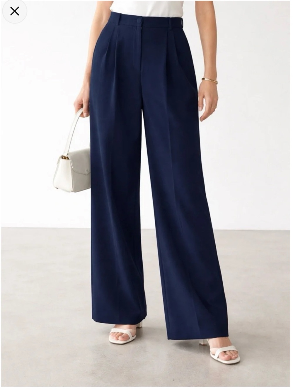 Abercrombie & Fitch Navy Wide-Leg High-Rise Trousers Pants Size 29/8 Careerwear